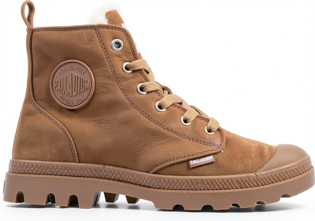 Palladium Pampa Hi Zip WL bottes femme nubuck posées sur un chemin enneigé