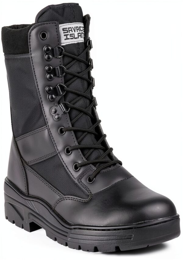 Bottes de combat Savage Island cuir noir fermeture latérale