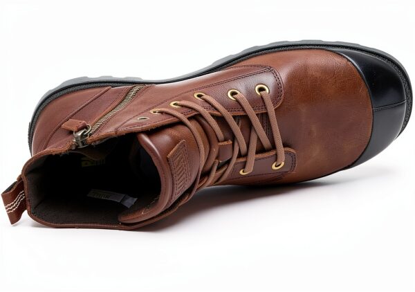 Palladium Bottes Cuir Homme Brun Tige Cheville Lacets-4