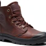 Palladium Bottes Cuir Homme Brun Tige Cheville Lacets-0