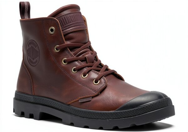 Palladium Bottes Cuir Homme Brun Tige Cheville Lacets-0