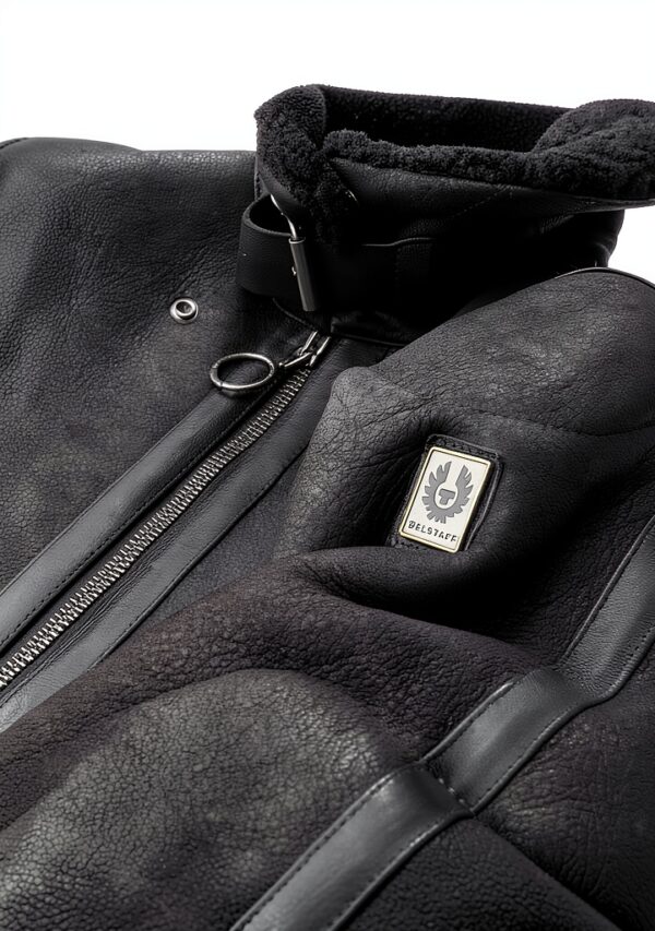 Veste Belstaff cuir moto protection homme noir taille 54-4
