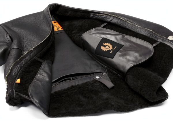 Veste Belstaff cuir moto protection homme noir taille 54-2
