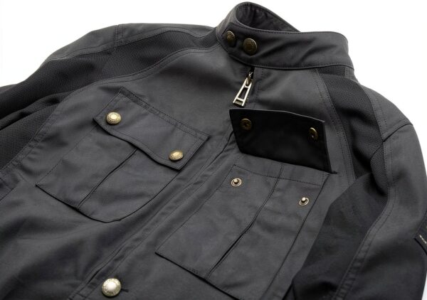 Belstaff Blouson Moto Coton Ciré Ventilation Passepoil-4