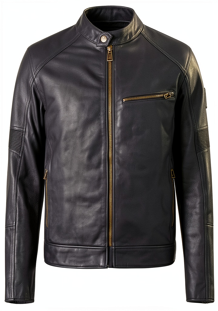 Veste moto Belstaff portée en plein jour sur une route de campagne