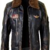 Blouson cuir homme Infinity Leather style aviateur noir-marron-5