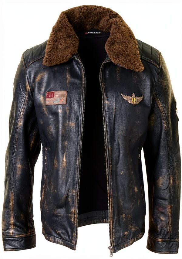 Blouson cuir homme Infinity Leather style aviateur noir-marron-5