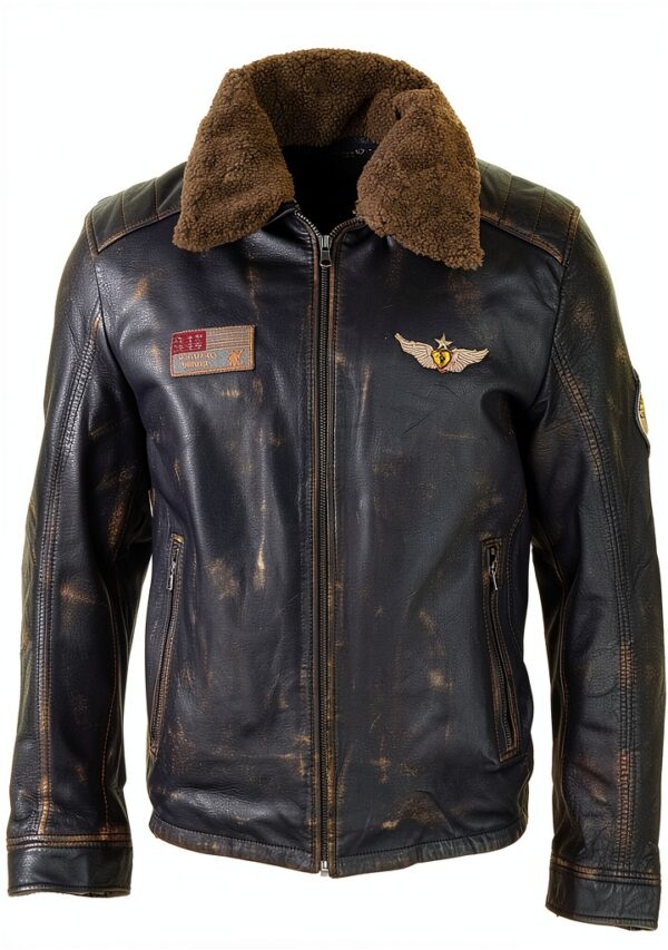 Blouson cuir homme Infinity Leather style aviateur noir-marron-2