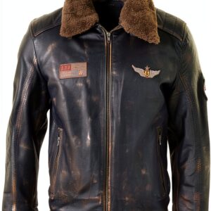 Blouson cuir homme Infinity Leather style aviateur noir-marron-0
