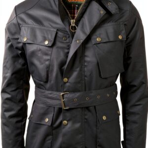 Blouson Game Homme Coton Ciré Noir Tartan Doublure-0
