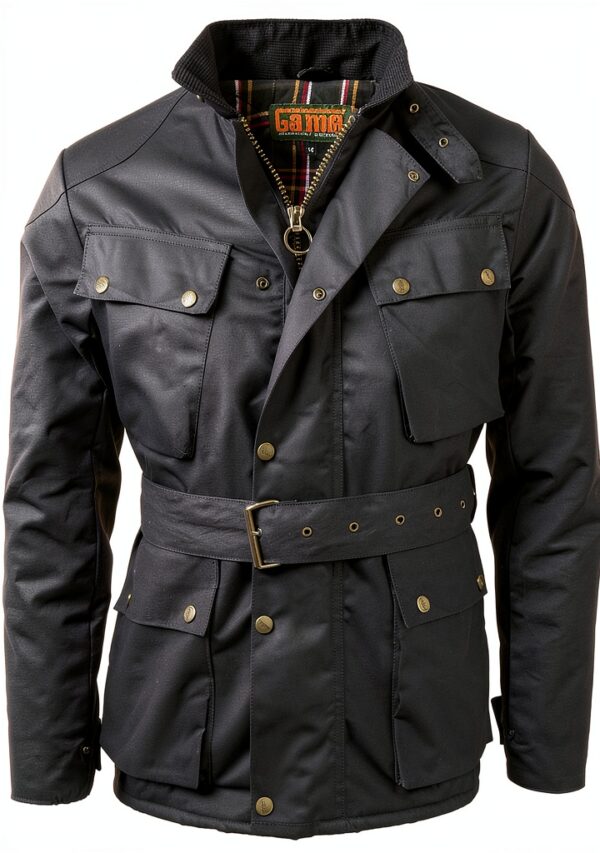 Blouson Game Homme Coton Ciré Noir Tartan Doublure-0