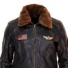 Blouson cuir homme Infinity Leather style aviateur noir-marron-3