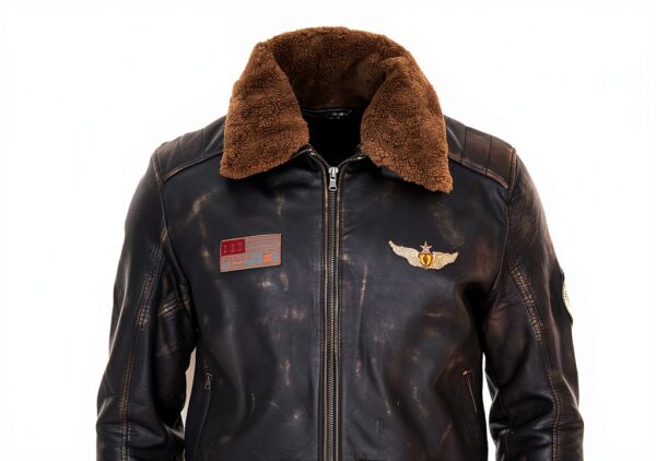 Blouson cuir homme Infinity Leather style aviateur noir-marron-3