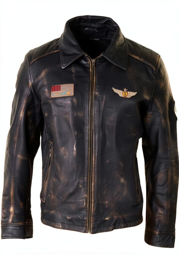 Blouson cuir homme Infinity Leather style aviateur noir-marron-6