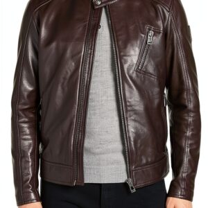 BELSTAFF V-Racer Leather Jacket Homme Dark Brown Taille 50-0