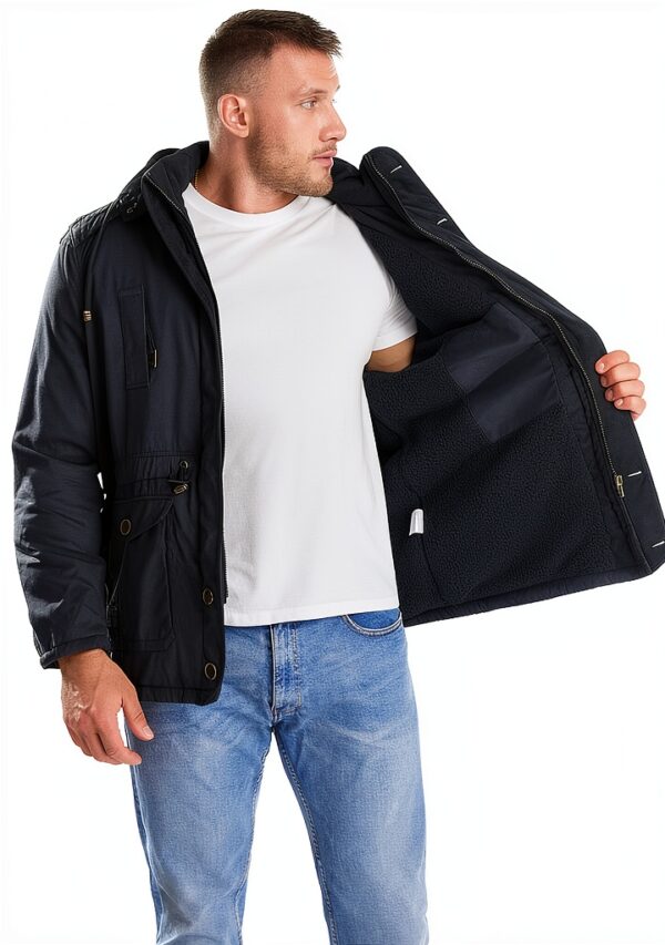 Mr.Stream Parka Homme Mi-Longue Sherpa Cachemire Vert Taille M-3