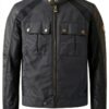 Blouson de moto Belstaff Temple Wax noir S – veste en coton ciré-0
