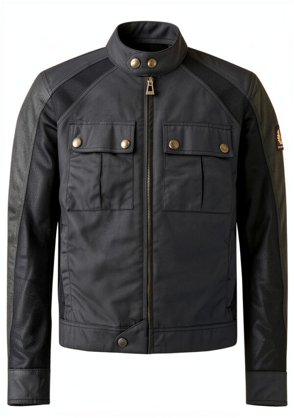 Blouson de moto Belstaff Temple Wax noir S – veste en coton ciré-0