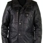 Veste pour Homme TruClothing Parka Cuir Coupe Ajustée Marron-0