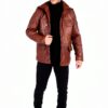 Veste pour Homme TruClothing Parka Cuir véritable Coupe ajustée Marron-1