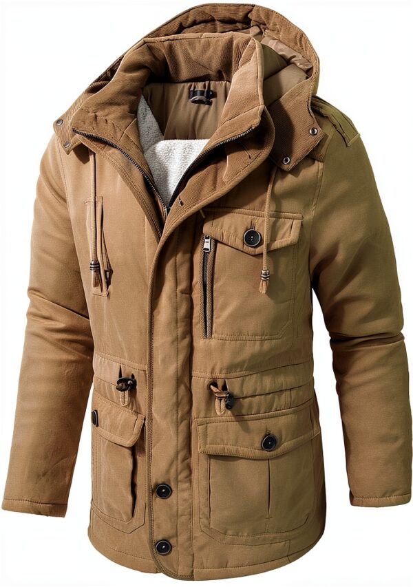 Mr.Stream Parka Homme Mi-Longue Sherpa Cachemire Vert-1