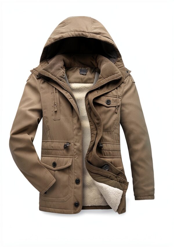 Mr.Stream Parka Homme Mi-Longue Sherpa Cachemire Vert Taille M-5