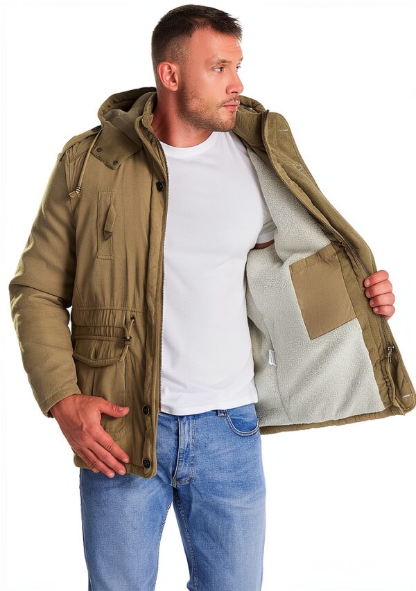 Mr.Stream Parka Homme Mi-Longue Sherpa Cachemire Vert-3
